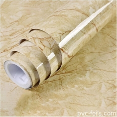 Película decorativa de PVC de granos de mármol de alto brillo para encimeras y superficies interiores