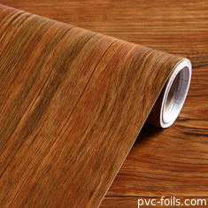Patrón de madera autoadhesivo de papel de PVC Decorativo de interiores de película de vinilo para MDF