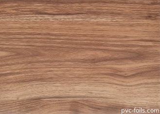 Película decorativa de PVC de color madera marrón para la laminación de puertas