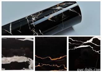 Abrigo de mármol del vinilo de la decoración del granito del PVC del negro auto-adhesivo casero de la película para las encimeras