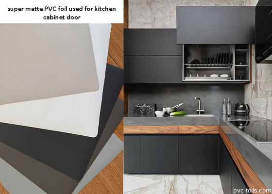 Lámina decorativa de PVC super mate negro para puertas de armario de cocina