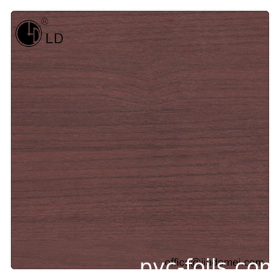Película decorativa de madera de caoba 0.12m m del PVC del color de Brown para el embalaje plástico del perfil