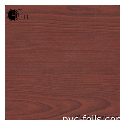 Película decorativa de madera de caoba 0.12m m del PVC del color de Brown para el embalaje plástico del perfil