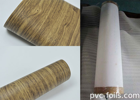 0.07 mm de espesor de madera de diseño de PVC película decorativa de superficie plana rollo de embalaje