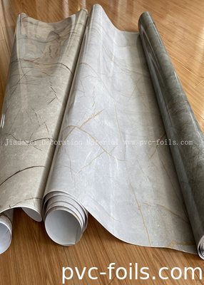 Película decorativa de PVC de rollo de PVC de patrón de mármol para laminado plano