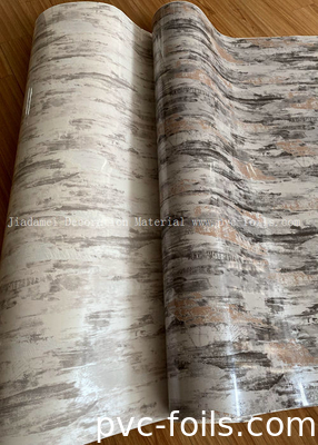 Película decorativa de PVC de rollo de mármol de alto brillo para prensado de membrana al vacío