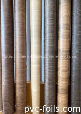 Película de revestimiento de perfiles de grano de madera de PVC para decoración de paneles de muebles interiores