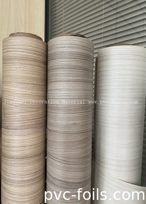 Película decorativa de PVC de acabado de madera blanca para puertas de membrana