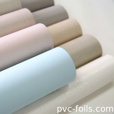 Diseño de textura parecida a la de la tela en papel de aluminio decorativo de PVC para cubiertas de muebles