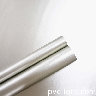 Película decorativa de PVC de plata metálica brillante para laminación de paneles de muebles