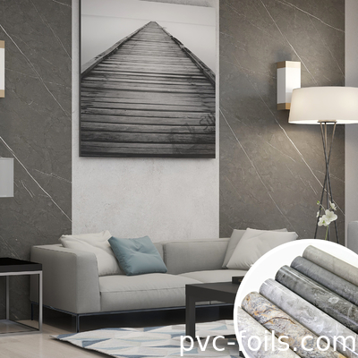 Folias decorativas de PVC de grano de mármol para muebles de alta calidad