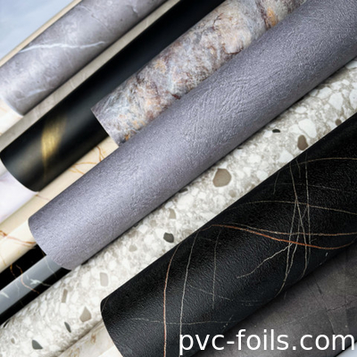 Nuevo diseño de mármol de papel de membrana de PVC para la cubierta del gabinete de muebles