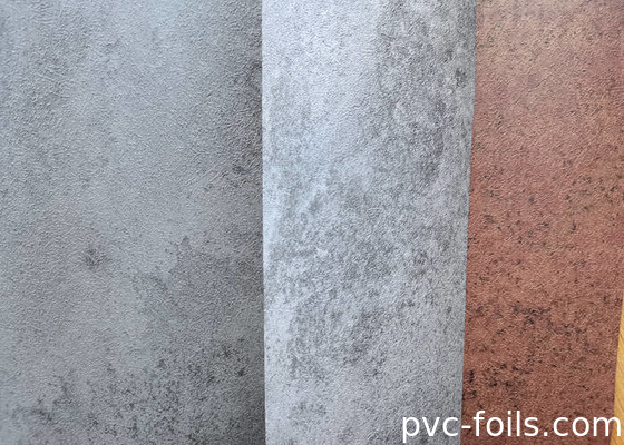 Película decorativa de PVC de textura de cemento gris moderno para paneles de pared