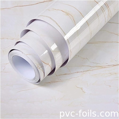Película decorativa de PVC de granos de mármol de alto brillo para encimeras y superficies interiores