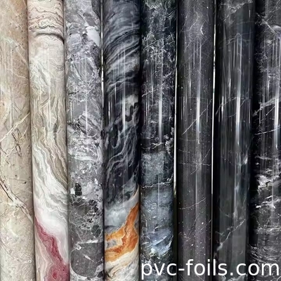 Película decorativa de PVC de mármol impreso digital para paneles de muebles y proyectos de laminación