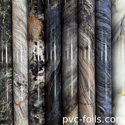 Impresión digital de efecto mármol personalizada de película decorativa de PVC para muebles y paneles