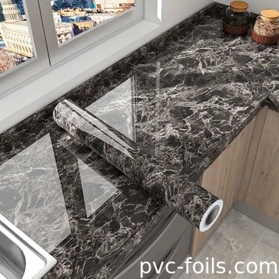 Película decorativa de PVC de impresión digital de alta definición a prueba de aceite para encimeras de cocina