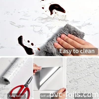 Película decorativa de PVC autoadhesiva impermeable para la renovación de la encimera de la cocina Impresión digital de modelos de madera y mármol
