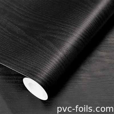 Impresión digital impermeable Película decorativa de PVC de grano de madera para muebles y decoración de gabinetes