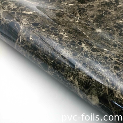Fuel de membrana de PVC con efecto de mármol brillante para decoración interior