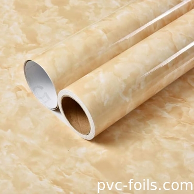 Película de vinilo autoadhesiva de alto brillo con efecto de mármol para escritorio y renovación de muebles
