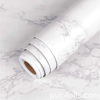 Película laminada de PVC de efecto mármol duradero para cocina y muebles Anti-rasguños acabado brillante alto