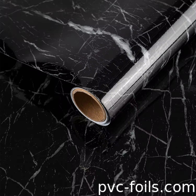 Película laminada de PVC de efecto mármol duradero para cocina y muebles Anti-rasguños acabado brillante alto