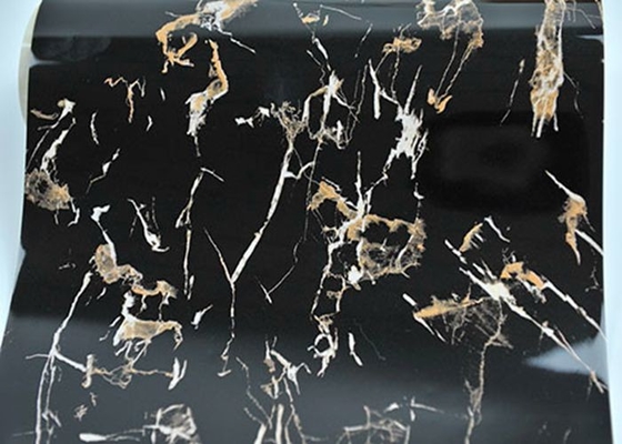negro decorativo tablero de la lámina de PVC de la hoja 3d de la cocina de mármol ultravioleta del diseño de oro