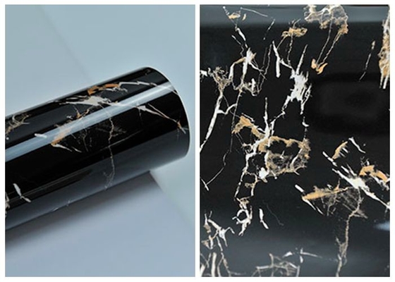 Abrigo de mármol del vinilo de la decoración del granito del PVC del negro auto-adhesivo casero de la película para las encimeras